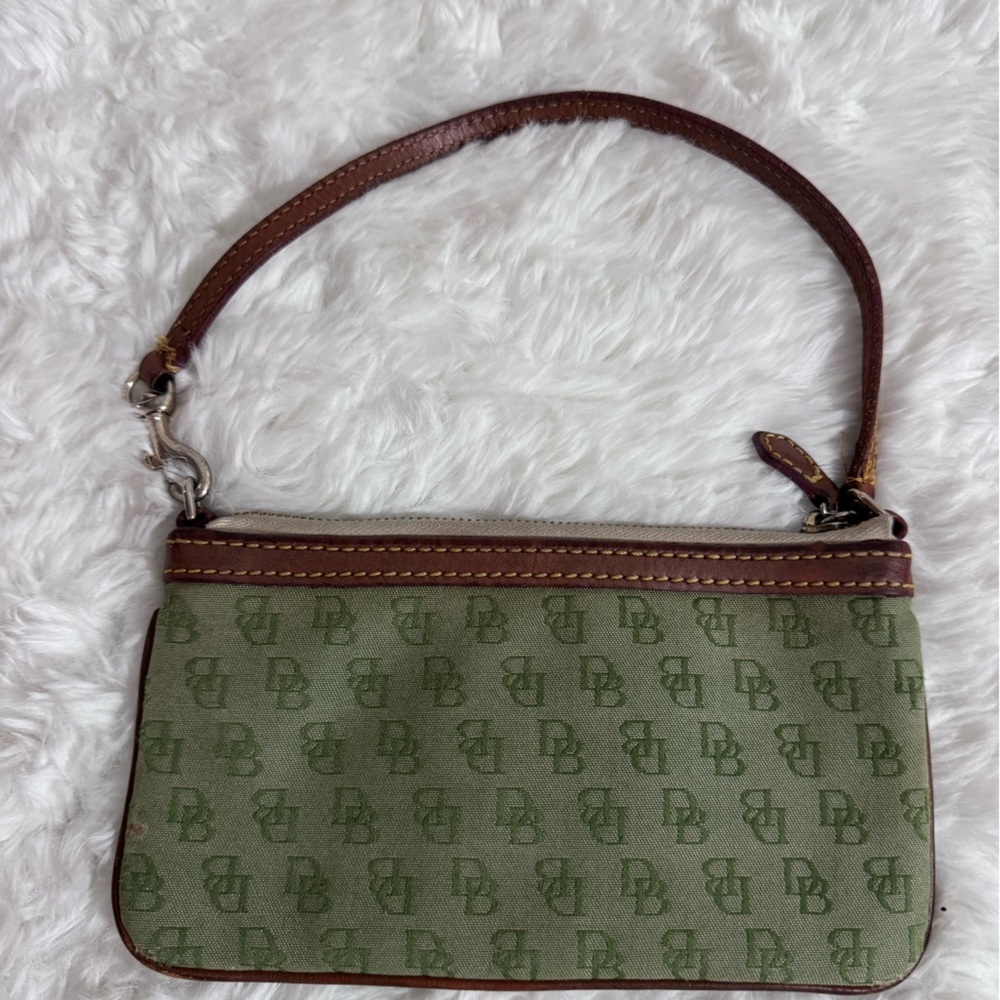 Dooney & Bourke Green and Brown Signature Wristlet